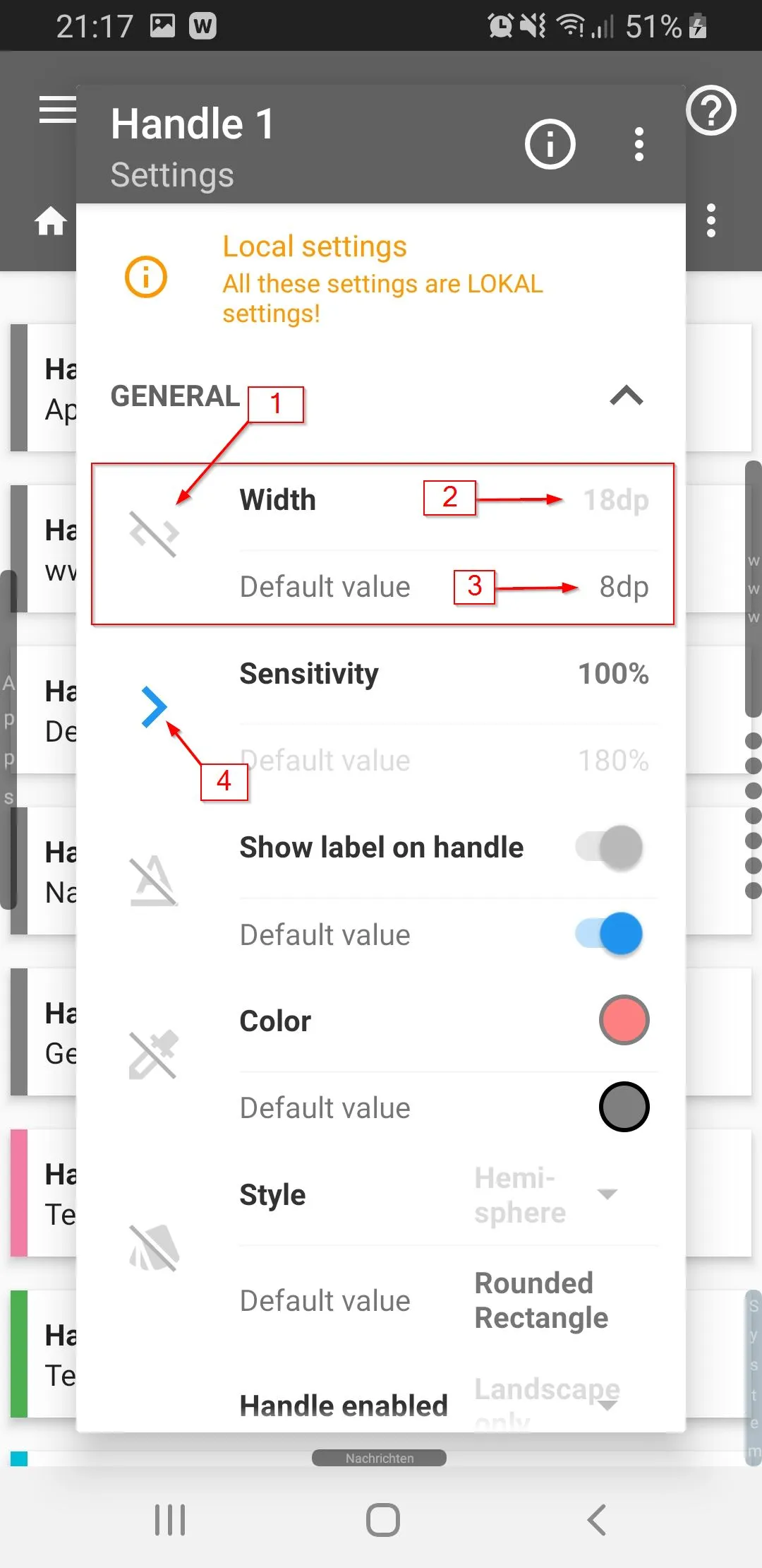 Per item settings 1