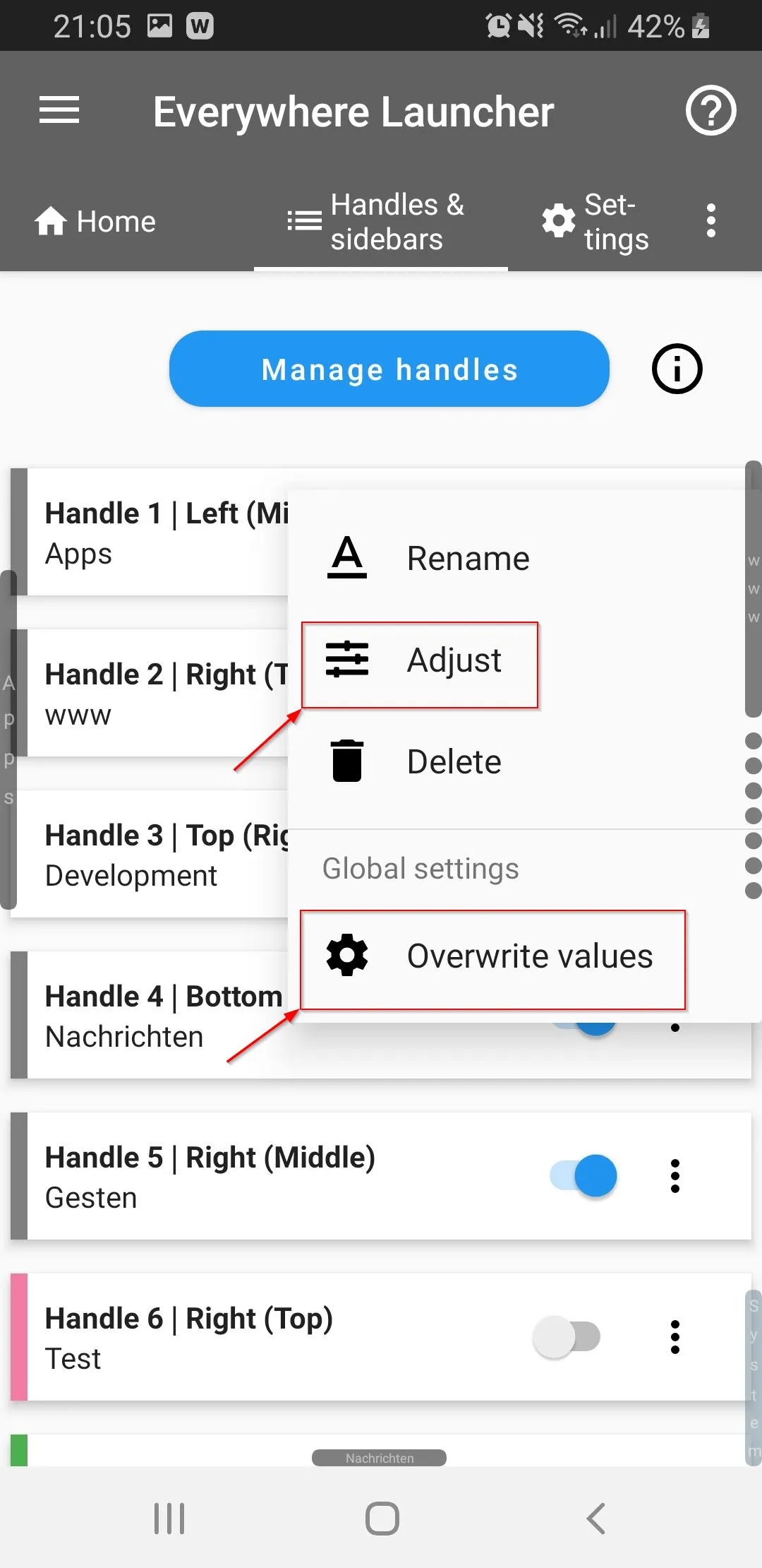 Per item settings - handle 2